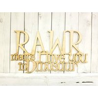 Rawr Bedeutet I Love You in Dinosaur - Lasergeschnittenes Holzschild Spruch Brüllen von ADORNaMENTSshop