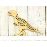 Tyrannosaurus Rex Trex T-Rex Dinosaurier - Laser Holz Geschnitten Schild Wanddekor Unvollendet Baby Shower Junge Kinderzimmer Geschenk Plakette Kranz von ADORNaMENTSshop
