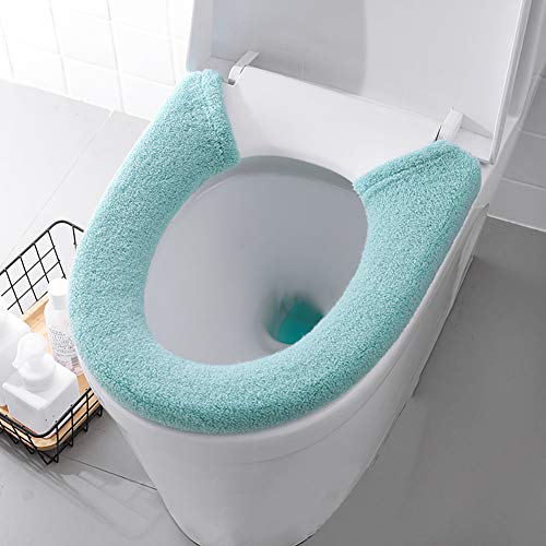 2 Stück Toilettensitzbezug Weicher Wärmer WC-Sitzbezug Verdickt Toilet Seat Cover mit Druckknöpfen Feste, Dehnbare Waschbare Toilettensitzbezüge WC-Sitz-Pad Einfache Installation & Reinigung GRÜN von ADOROU