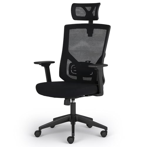ADOV Ergonomischer Bürostuhl mit Kopfstütze 3D‑Armlehnen Lendenstütze Hohe Rückenlehne Wippfunktion 120° Kippfunktion Drehstuhl höhenverstellbar Komfort für Home Office und Büro Schwarz Mesh ADOV Ergonomischer Bürostuhl mit Kopfstütze 3D‑Armlehnen Lendenstütze Hohe Rückenlehne Wippfunktion 120° Kippfunktion Drehstuhl höhenverstellbar Komfort für Home Office und Büro Schwarz Mesh von ADOV