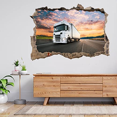 Wandtattoo Abnehmbar LKW-Container Highway LKW 3D Zertrümmerte Ansicht Wandaufkleber Poster Aufkleber A420-60x90CM von ADOVZ