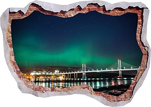 Wandtattoo Nordlicht-Naturansicht-Brücke 3d Zertrümmerte Wandansicht-Aufkleber-Plakat-Kunst Aufkleber Kids Room Decor 80x120CM von ADOVZ