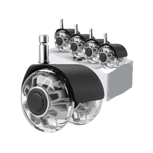 (5 Packungen) 2 Zoll M11 Bürostuhl-Lenkrollen, weiche, drehbare Gummi-Sicherheitsrollen, transparente PU-Möbelrollen for Stühle(Gray) von ADQPLXGWH