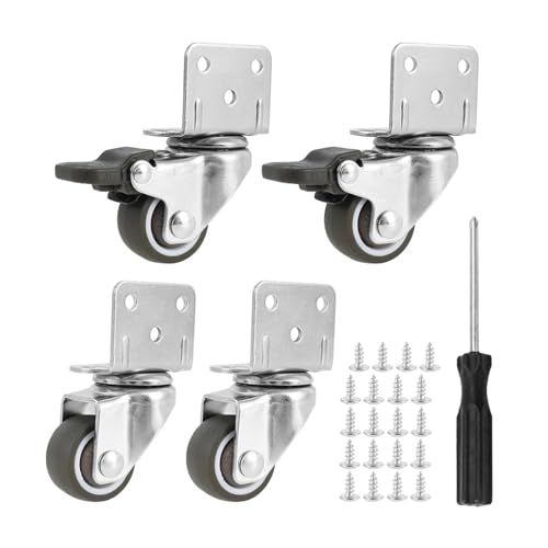 4 Stück Universal-Lenkrollen, robuste Möbelrollen, leise Trolley-Räder for Tisch, Stuhl, Sofa mit Sicherheitsbremse(4Pcs B) von ADQPLXGWH