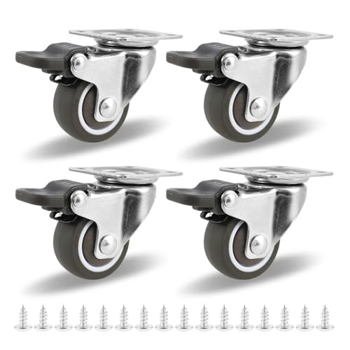 4 Stück Universal-Lenkrollen, robuste Möbelrollen, leise Trolley-Räder for Tisch, Stuhl, Sofa mit Sicherheitsbremse(4pcs) von ADQPLXGWH
