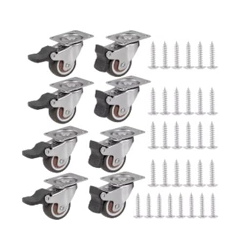 4 Stück Universal-Lenkrollen, robuste Möbelrollen, leise Trolley-Räder for Tisch, Stuhl, Sofa mit Sicherheitsbremse(8pcs) von ADQPLXGWH