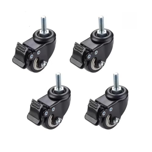 4Pcs Möbel Caster Heavy Duty 120kg 1.5/2 Zoll 360 Drehbare Schraube Swivel Castor Räder Trolley Gummi Schutzhülle(4pcs with Brake,1.5 Inch) von ADQPLXGWH