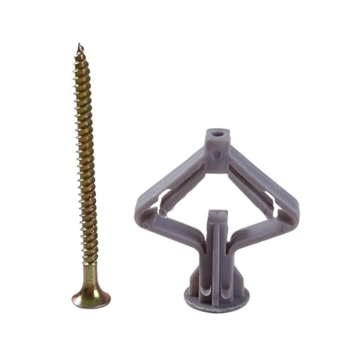 50/100 Stück Expansionsdübel-Set for Trockenbauwände mit Schrauben, selbstbohrend, speziell for Nylon-Kunststoff-Gipskartonplatten(Gray 50set) von ADQPLXGWH