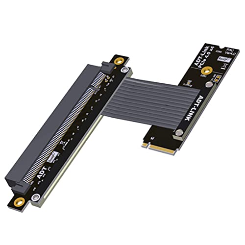ADT-LINK M.2 NVMe Key M auf PCI Express 4.0 x16 Extender Adapterkabel, unterstützt M.2 NVMe SSD für GPU-Grafikkarten mit Sata-Stromkabel 64G/BPS (25 cm, R43UF 4.0) von ADT-Link