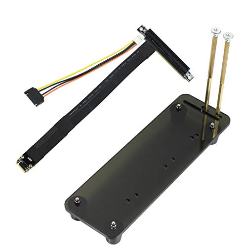 ADT-Link M.2 NGFF NVMe Key M Verlängerungskabel auf PCIE x16, Grafikkarte, Riser-Adapter, 16 x PCI-e mit vertikaler Halterung, Halterung (25 cm, Gummibasis) von ADT-Link