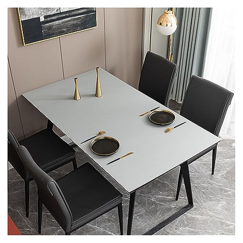 Kunstleder Tischdecke Abwaschbar Rechteckig Nach Mass Tischunterlage Esstisch Fleckabweisend Esstischmatte Wasserdichte Ledertischdecke Outdoor Garten Wetterfest Tischdecke (60 * 60cm,Light Gray) von ADTEMP