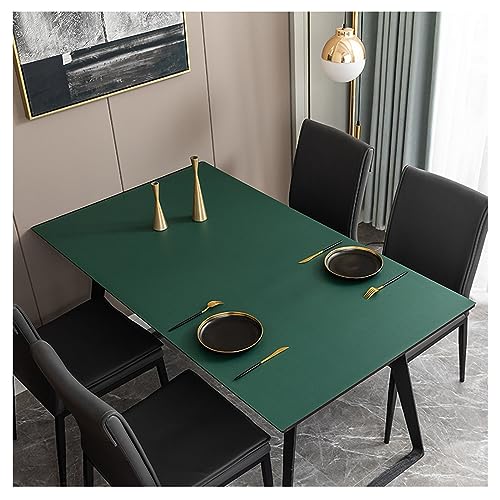 Kunstleder Tischdecke Abwaschbar Rechteckig Nach Mass Tischunterlage Esstisch Fleckabweisend Esstischmatte Wasserdichte Ledertischdecke Outdoor Garten Wetterfest Tischdecke (90 * 150cm,Green) von ADTEMP
