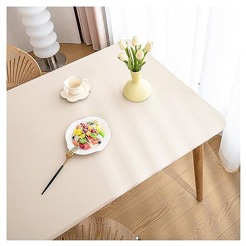 Kunstleder Tischdecke mit Elastischem Rand Rutschfest, PU Leder Esstisch Unterlagen, Leder Tischtuch Wasserdichte Fleckabweisend, Wetterfest Tischauflage Terrassentisch/Gartentisch(80x120cm,White) von ADTEMP