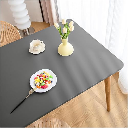 Kunstleder Tischdecke mit Elastischem Rand Rutschfest, PU Leder Esstisch Unterlagen, Leder Tischtuch Wasserdichte Fleckabweisend, Wetterfest Tischauflage Terrassentisch/Gartentisch(90x160cm,Dark Gra von SSLLH