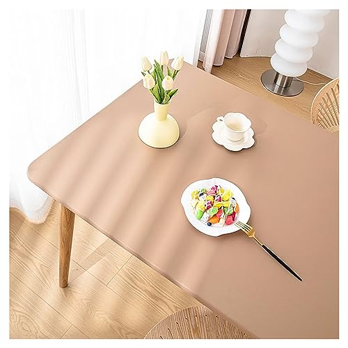 Leder Tischtuch mit Elastischem Rand, Kunstleder Tischdecke wasserdichte, Esstischunterlage rutschfest, Tischschutzmatte Abwischbar, Tischmatte für Gartentisch, Esstisch, Couchtisch(80x140cm,Khaki) von ADTEMP