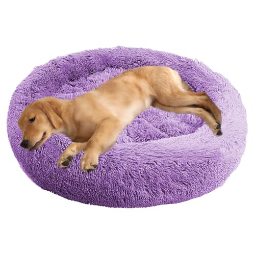 ADUODAO Donut Beruhigendes Hundebett, waschbar, Welpen-Kissen, Anti-Angst, Haustierkissen, flauschiges Donut-Kissen für große, mittelgroße und kleine Hunde, schlafendes Haustier-Sofakissen (70 cm von ADUODAO