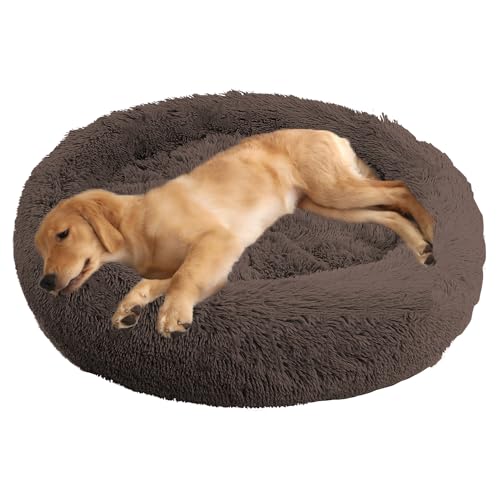 ADUODAO Donut Beruhigendes Hundebett, waschbar, Welpen-Kissen, Anti-Angst, Haustierkissen, flauschiges Donut-Kissen für große, mittelgroße und kleine Hunde, schlafendes Haustier-Sofakissen (80 cm von ADUODAO