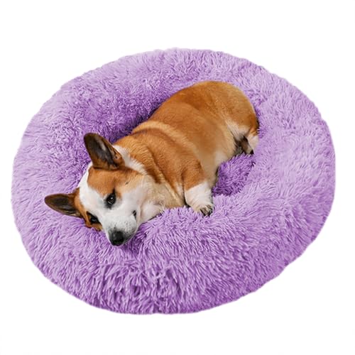 ADUODAO Flauschiges kuscheliges Hundesofa, Bett, Donut-beruhigendes Katzenbett, Plüsch-Hundekorb mit rutschfester Unterseite, weiches langes Plüsch-rundes Haustierkissen für große, mittelgroße und von ADUODAO