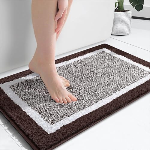 ADUODAO Rutschfeste Türmatten, schnelltrocknend, Badezimmermatten, Küchentürteppich, Bodenfußteppich, Duschteppiche für Schlafzimmer, Tür, WC-Eingang, maschinenwaschbar (76 x 51 cm, braun) von ADUODAO