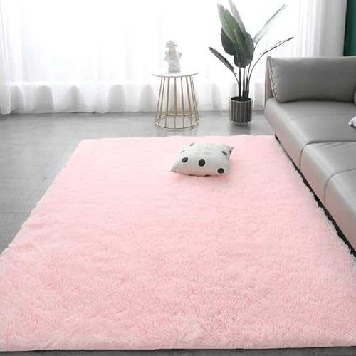 ADUODAO Teppiche für Schlafzimmer, Kinderzimmer, rutschfest, weich, flauschig, fusselfrei, Nachttisch, Bodenteppich, waschbar, moderne Bodenmatte, Heimdekoration, Teppich (110 x 60 cm, Rosa) von ADUODAO