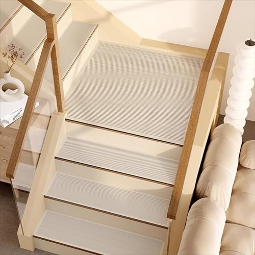 ADUODAO Treppenläufer-Teppich, Teppich, Treppenstufen, Trittschutzmatten, Teppichläufer mit rutschfester Unterseite, für Haustiere, Kinder, ältere Menschen, leicht zu reinigen (70 x 22 cm, 1 Stück von ADUODAO