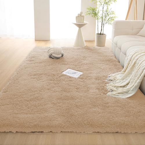 ADUODAO Wohnzimmerteppich, weich, flauschig, für den Innenbereich, zotteliger Teppich, große Teppich, Bodenmatte mit rutschfester Unterseite, fusselfrei, Schlafzimmerteppich, waschbarer Nachttisch (90 von ADUODAO