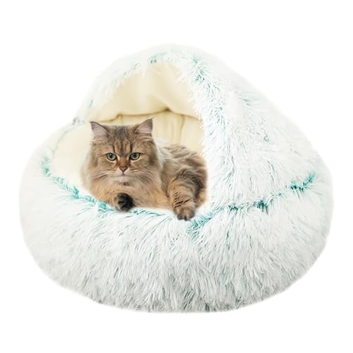 Beruhigendes Katzenbett, Donut-Kuschelhöhle, rutschfestes Katzennest, Haustierschlafsack für Innen, Kätzchen, Welpen, Plüsch-Kätzchen-Zeltkissen, Anti-Angst-Welpen-Kissen, 50 x 50 x 20 cm, Grün Beruhigendes Katzenbett, Donut-Kuschelhöhle, rutschfestes Katzennest, Haustierschlafsack für Innen, Kätzchen, Welpen, Plüsch-Kätzchen-Zeltkissen, Anti-Angst-Welpen-Kissen, 50 x 50 x 20 cm, Grün von ADUODAO