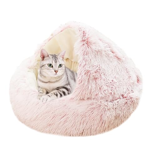 Donut-Katzenbett, Katzenzelt, Höhle für Kätzchen und Welpen, kleine Hunde, waschbar, rutschfest, weicher Haustierschlafsack, Anti-Angst-Welpenkissen (65 x 65 x 20 cm, Rosa) von ADUODAO