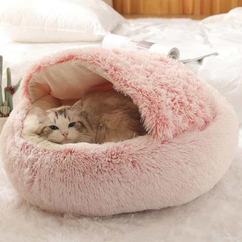 Donut Katzenbett, rundes Höhlen-Schlafbett, Plüsch-Kätzchenbett, warmes Haustierkissen, Sofa mit rutschfester Unterseite, Indoor-Katzennest, Zelt für Kätzchen und Welpen (Durchmesser: 50 cm, Rosa) Donut Katzenbett, rundes Höhlen-Schlafbett, Plüsch-Kätzchenbett, warmes Haustierkissen, Sofa mit rutschfester Unterseite, Indoor-Katzennest, Zelt für Kätzchen und Welpen (Durchmesser: 50 cm, Rosa) von ADUODAO
