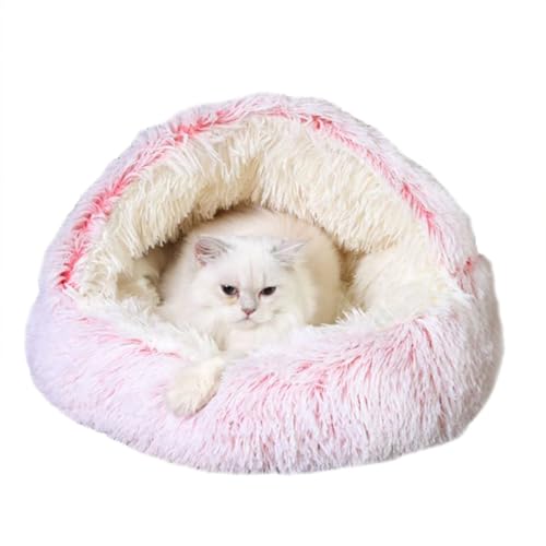 Flauschiges Plüsch-Kätzchenhaus, Katzen-Nistbett für kleine, mittelgroße Haustiere, beruhigendes Bett mit großer Kapuze, runder Haustierschlafsack, Haustiernest für Kätzchen und Welpen (Durchmesser Flauschiges Plüsch-Kätzchenhaus, Katzen-Nistbett für kleine, mittelgroße Haustiere, beruhigendes Bett mit großer Kapuze, runder Haustierschlafsack, Haustiernest für Kätzchen und Welpen (Durchmesser von ADUODAO