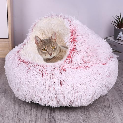 Rundes Haustierhaus, Katzennest mit Kapuze, winddicht, beruhigendes Katzenbett für den Innenbereich, Anti-Angst, Donut-Kuschelnest mit rutschfester Unterseite, Haustierschlafsack (Durchmesser: 60 cm Rundes Haustierhaus, Katzennest mit Kapuze, winddicht, beruhigendes Katzenbett für den Innenbereich, Anti-Angst, Donut-Kuschelnest mit rutschfester Unterseite, Haustierschlafsack (Durchmesser: 60 cm von ADUODAO