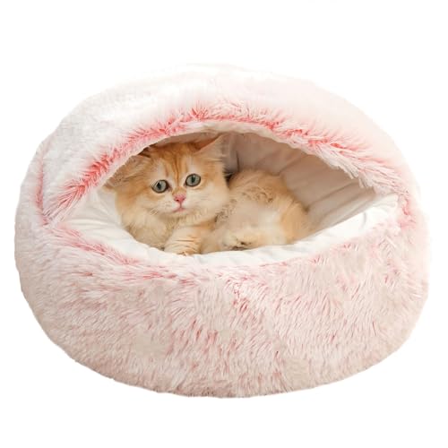 Rundes Haustierhaus, winddicht, beruhigendes Katzenbett, warmes Plüsch-Kätzchenbett, Donut-Kuschel-Katzenhöhle, mit Kapuze mit rutschfester Unterseite, waschbares Haustier-Schlafkissen (65 x 65 x 20 Rundes Haustierhaus, winddicht, beruhigendes Katzenbett, warmes Plüsch-Kätzchenbett, Donut-Kuschel-Katzenhöhle, mit Kapuze mit rutschfester Unterseite, waschbares Haustier-Schlafkissen (65 x 65 x 20 von ADUODAO