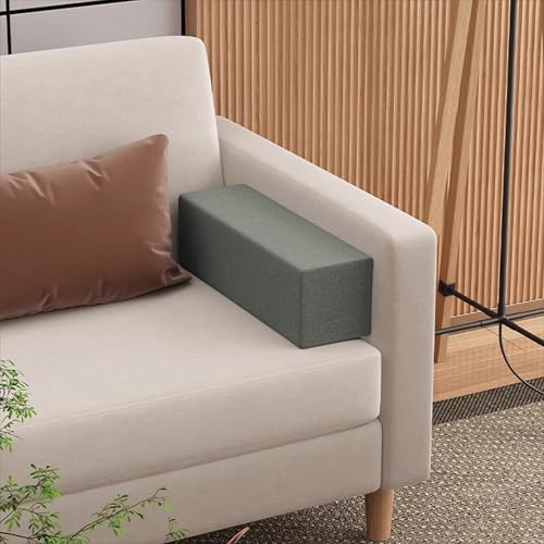 Sofa-Armlehnenkissen mit Reißverschluss zum Lesen, Entspannen, Lendenwirbelstütze, orthopädische Rücken- und Kopfteilstütze, Bettlückenfüller, 60 x 15 x 15 cm, Dunkelgrau von ADUODAO