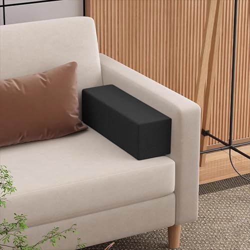 Sofa-Armlehnenkissen mit Reißverschluss zum Lesen, Entspannen, Lendenwirbelstütze, orthopädische Rücken- und Kopfteilstütze, Bettlückenfüller, 60 x 15 x 15 cm, Schwarz von ADUODAO