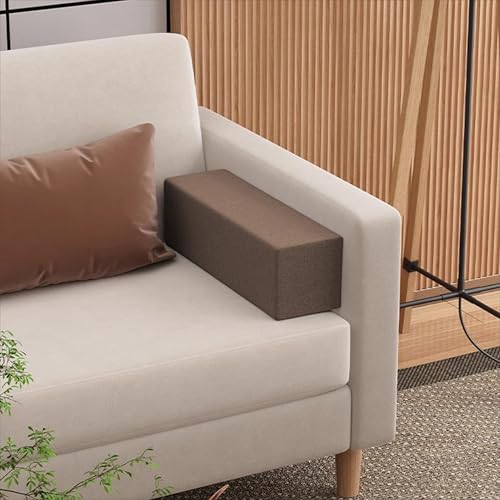 Sofa-Armlehnenkissen mit Reißverschluss zum Lesen, Entspannen, Lendenwirbelstütze, orthopädische Rücken- und Kopfteilstütze, Bettlückenfüller, 60 x 20 x 20 cm, Braun von ADUODAO