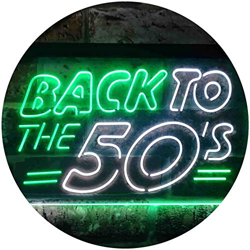 Back to the 50's Garage Bar Dual Color LED Barlicht Neonlicht Lichtwerbung Neon Sign Weiß & Grün 300 x 210mm st6s32-i3397-wg von ADVPRO