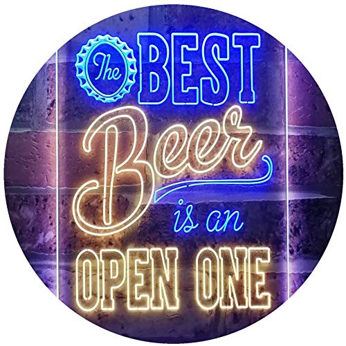 Best Beer is an Open One Bar Dual Color LED Barlicht Neonlicht Lichtwerbung Neon Sign Blau & Gelb 210 x 300mm st6s23-i3407-by von ADVPRO