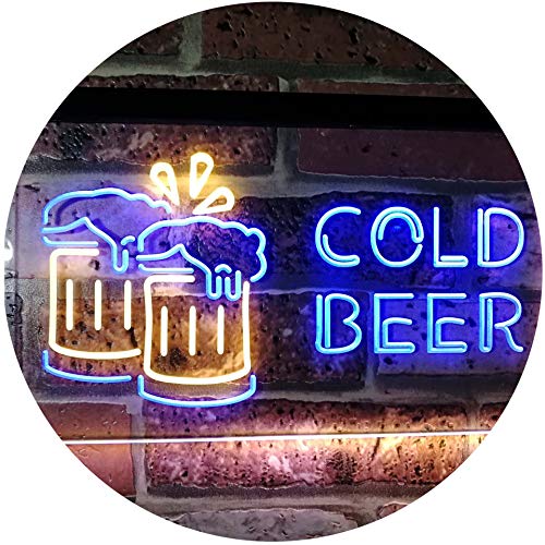 ADVPRO Cold Beer Bar Pub Club Décor Dual Color LED Barlicht Neonlicht Lichtwerbung Neon Sign Blau & Gelb 400 x 300mm st6s43-i2069-by von ADVPRO