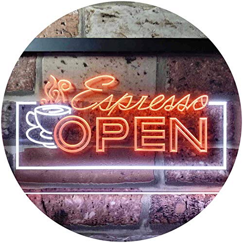 Espresso Coffee Shop Open Dual Color LED Barlicht Neonlicht Lichtwerbung Neon Sign Weiß & Orange 600 x 400mm st6s64-i0020-wo von ADVPRO