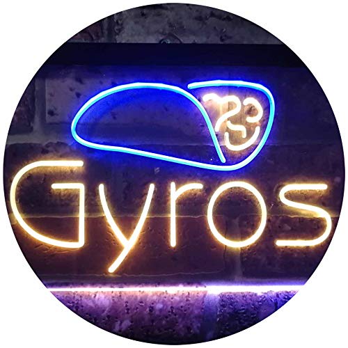 ADVPRO Gyros Café Shop Dual Color LED Barlicht Neonlicht Lichtwerbung Neon Sign Blau & Gelb 600 x 400mm st6s64-i3490-by von ADVPRO
