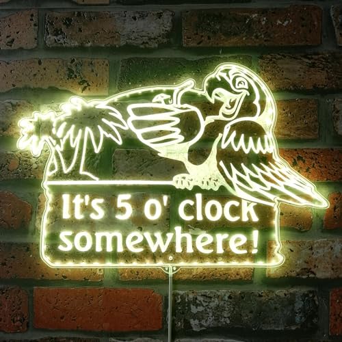 ADVPRO It's 5 O'Clock Somewhere Parrot RGB Dynamic Glam LED-Schild – Schnittform – intelligente 3D-Wanddekoration – mehrfarbige dynamische Beleuchtung st06s86-fnd-i0087-c von ADVPRO