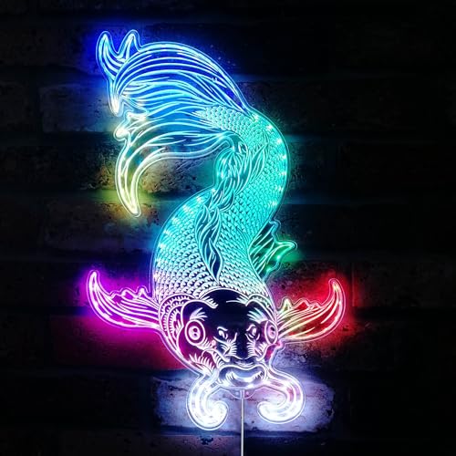 ADVPRO Japanisches Koi-Fischkunst, RGB-dynamisches Glam-LED-Schild, Cut-to-Edge-Form, intelligente 3D-Dekoration, mehrfarbige Beschilderung, st06s43-fnd-i0051-c von ADVPRO