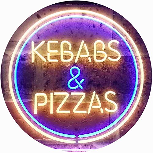 Kebabs and Pizzas Illuminated Dual Color LED Barlicht Neonlicht Lichtwerbung Neon Sign Blau & Gelb 300 x 210mm st6s32-i0588-by von ADVPRO