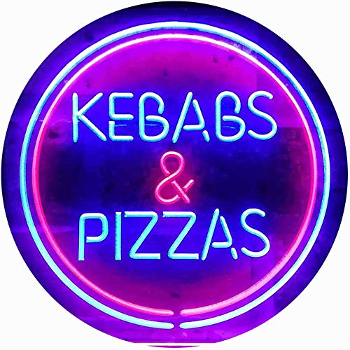 ADVPRO Kebabs and Pizzas Illuminated Dual Color LED Barlicht Neonlicht Lichtwerbung Neon Sign Rot & blau 300 x 210mm st6s32-i0588-rb von ADVPRO