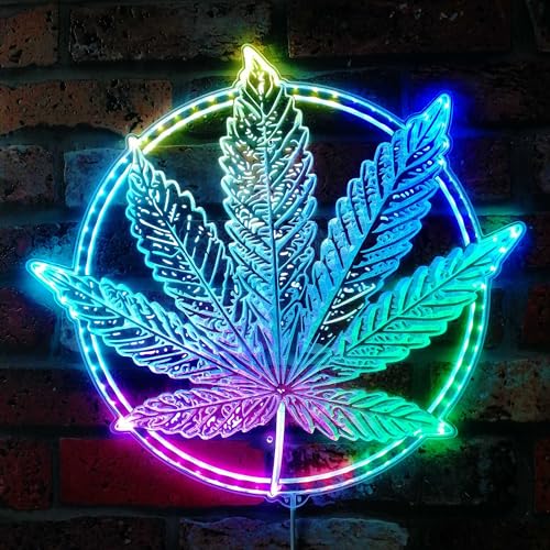 ADVPRO Marihuana Hanfblatt High Life RGB Dynamic Glam LED-Schild – Schnittform – intelligente 3D-Dekoration – mehrfarbige Beschilderung st06s44-fnd-i0230-c von ADVPRO