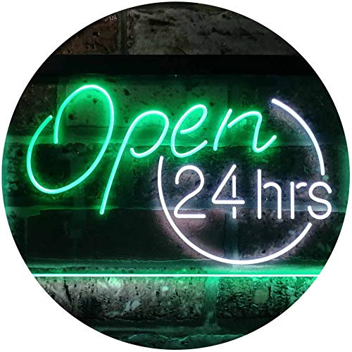 ADVPRO Open 24 Hours Shop Décor Dual Color LED Barlicht Neonlicht Lichtwerbung Neon Sign Weiß & Grün 400 x 300mm st6s43-i2131-wg von ADVPRO