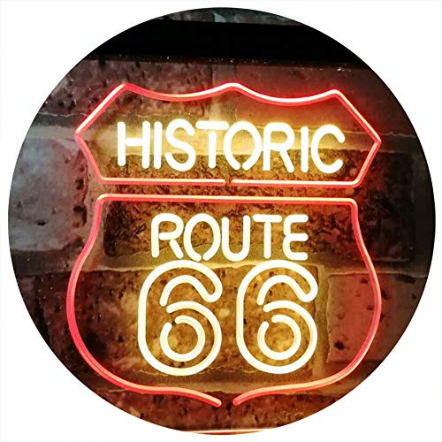 ADVPRO Route 66 Historic US The Mother Road Decoration Dual Color LED Barlicht Neonlicht Lichtwerbung Neon Sign Rot & Gelb 400 x 300mm st6s43-i2371-ry von ADVPRO