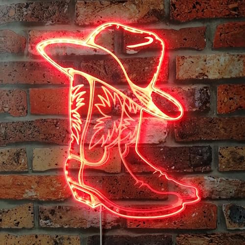 ADVPRO Cowboystiefel, Westernhut, RGB Dynamic Glam LED-Schild, Cut-to-Edge-Form, intelligente 3D-Dekoration, mehrfarbige Beschilderung, st06s22-fnd-i0297-c von ADVPRO