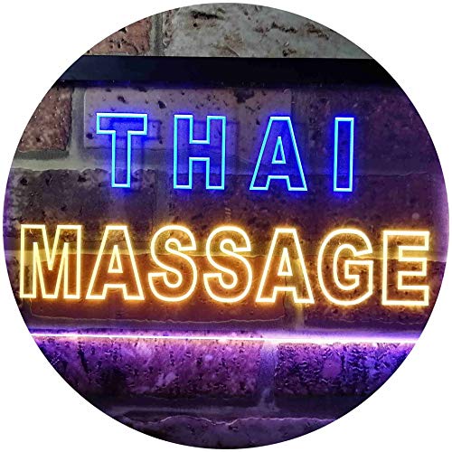 Thai Massage Illuminated Dual Color LED Barlicht Neonlicht Lichtwerbung Neon Sign Blau & Gelb 300 x 210mm st6s32-i0731-by von ADVPRO