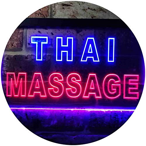Thai Massage Illuminated Dual Color LED Barlicht Neonlicht Lichtwerbung Neon Sign Blau & Rot 300 x 210mm st6s32-i0731-br von ADVPRO